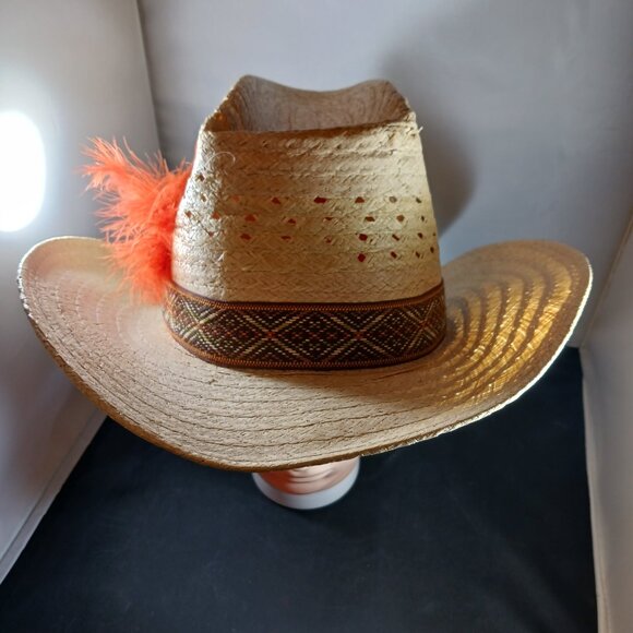 Vintage Western Straw Cowboy Hat 7 1/4 - Picture 2 of 9